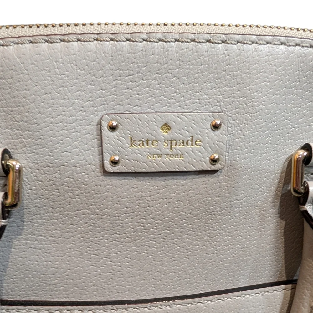 Kate Spade Grove Street Carli‎ Leather Gray Satchel Handbag With Crossbody Strap